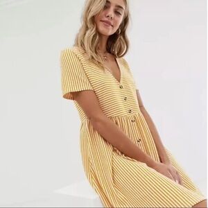 Asos Mini V Neck Button Down Smoke Stress Striped Size 4